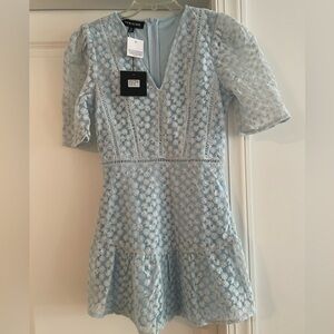 Parisian Works Blue Dress with Intricate Lace Detailing